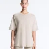 T-shirt à manches courtes et coupe longue en mélange de coton T-shirt à manches courtes et coupe longue en mélange de coton
