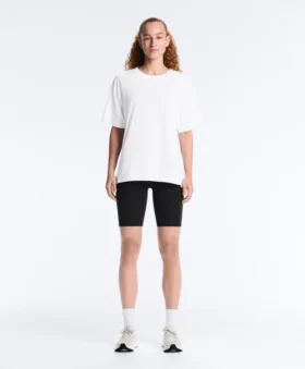 T-shirt à manches courtes et coupe longue en mélange de coton