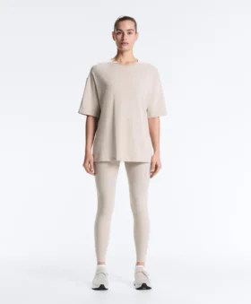 T-shirt à manches courtes et coupe longue en mélange de coton