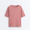 T-shirt à manches courtes et coupe longue en mélange de coton T-shirt à manches courtes et coupe longue en mélange de coton