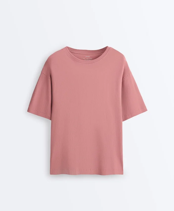 T-shirt à manches courtes et coupe longue en mélange de coton T-shirt à manches courtes et coupe longue en mélange de coton