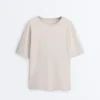T-shirt à manches courtes et coupe longue en mélange de coton T-shirt à manches courtes et coupe longue en mélange de coton
