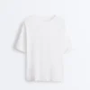 T-shirt à manches courtes et coupe longue en mélange de coton T-shirt à manches courtes et coupe longue en mélange de coton