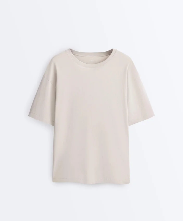 T-shirt à manches courtes et coupe longue en mélange de coton T-shirt à manches courtes et coupe longue en mélange de coton