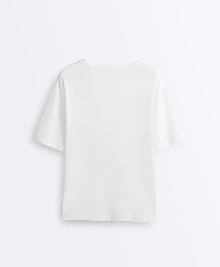 T-shirt à manches courtes et coupe longue en mélange de coton T-shirt à manches courtes et coupe longue en mélange de coton