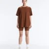 T-shirt oversize à manches courtes en mélange de coton T-shirt oversize à manches courtes en mélange de coton