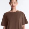 T-shirt oversize à manches courtes en mélange de coton T-shirt oversize à manches courtes en mélange de coton