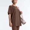 T-shirt oversize à manches courtes en mélange de coton T-shirt oversize à manches courtes en mélange de coton