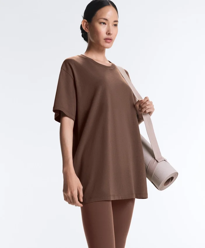 T-shirt oversize à manches courtes en mélange de coton T-shirt oversize à manches courtes en mélange de coton