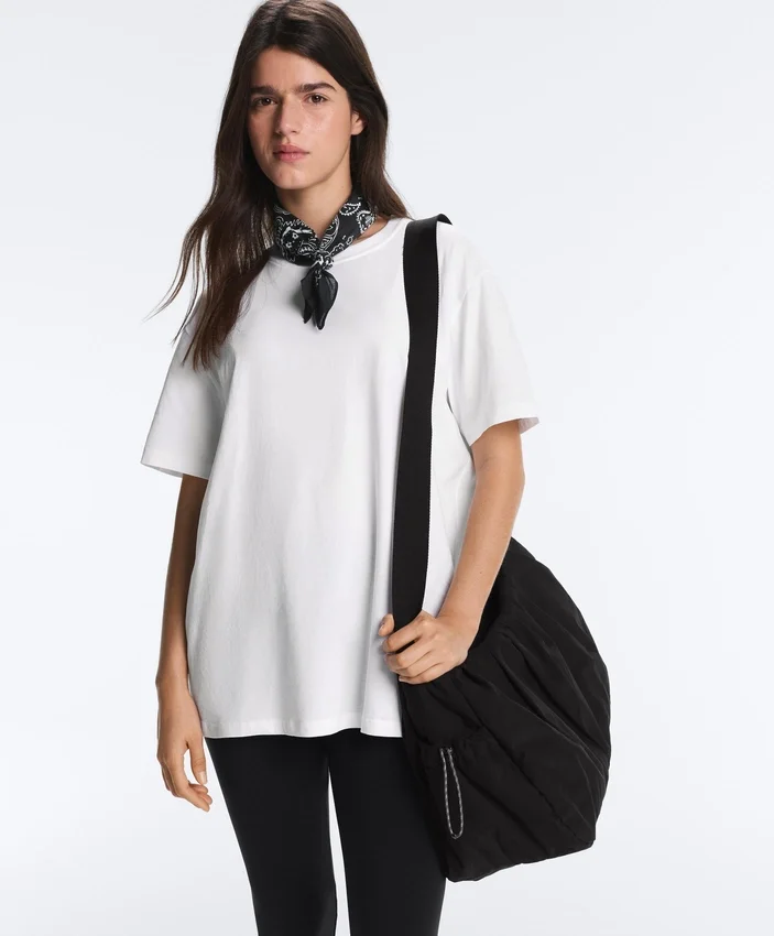 T-shirt oversize à manches courtes en mélange de coton T-shirt oversize à manches courtes en mélange de coton