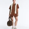 T-shirt oversize à manches courtes en mélange de coton T-shirt oversize à manches courtes en mélange de coton