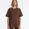 T-shirt oversize à manches courtes en mélange de coton à rayures T-shirt oversize à manches courtes en mélange de coton à rayures