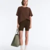 T-shirt oversize à manches courtes en mélange de coton à rayures T-shirt oversize à manches courtes en mélange de coton à rayures