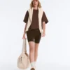 T-shirt oversize à manches courtes en mélange de coton à rayures T-shirt oversize à manches courtes en mélange de coton à rayures