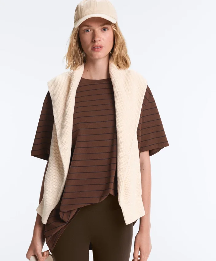 T-shirt oversize à manches courtes en mélange de coton à rayures T-shirt oversize à manches courtes en mélange de coton à rayures