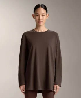T-shirt oversize à manches longues en coton mélangé