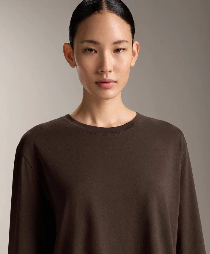 T-shirt oversize à manches longues en coton mélangé T-shirt oversize à manches longues en coton mélangé