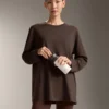 T-shirt oversize à manches longues en coton mélangé T-shirt oversize à manches longues en coton mélangé