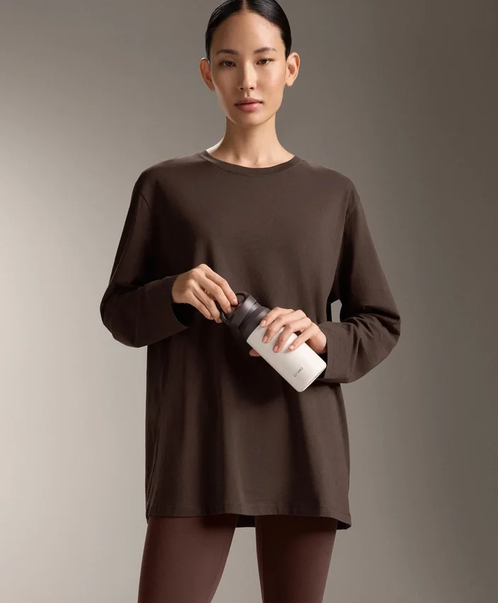 T-shirt oversize à manches longues en coton mélangé T-shirt oversize à manches longues en coton mélangé