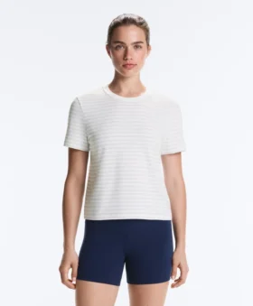 T-shirt à rayures en mélange de coton, coupe classique