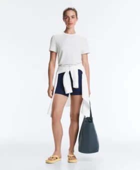 T-shirt à rayures en mélange de coton, coupe classique