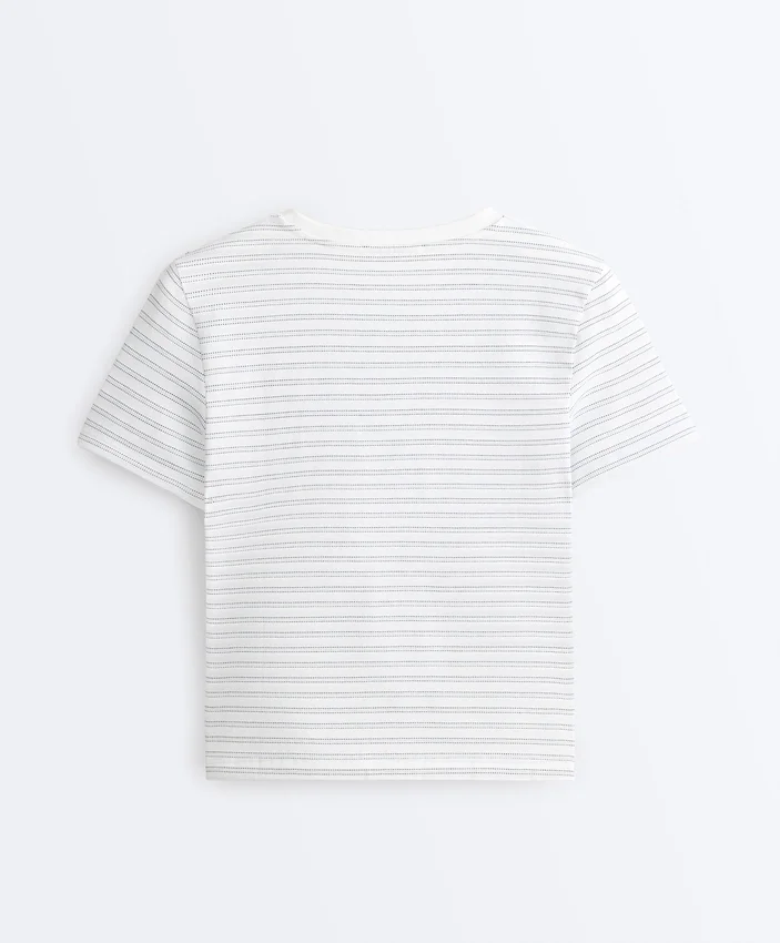T-shirt à rayures en mélange de coton, coupe classique T-shirt à rayures en mélange de coton, coupe classique
