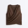 T-shirt sans manches croisé en mélange de modal T-shirt sans manches croisé en mélange de modal