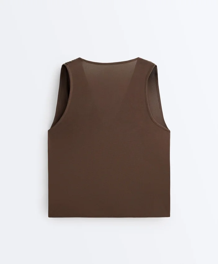 T-shirt sans manches croisé en mélange de modal T-shirt sans manches croisé en mélange de modal