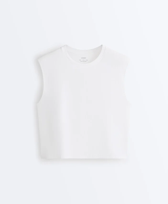 T-shirt sans manches en coton mélangé T-shirt sans manches en coton mélangé