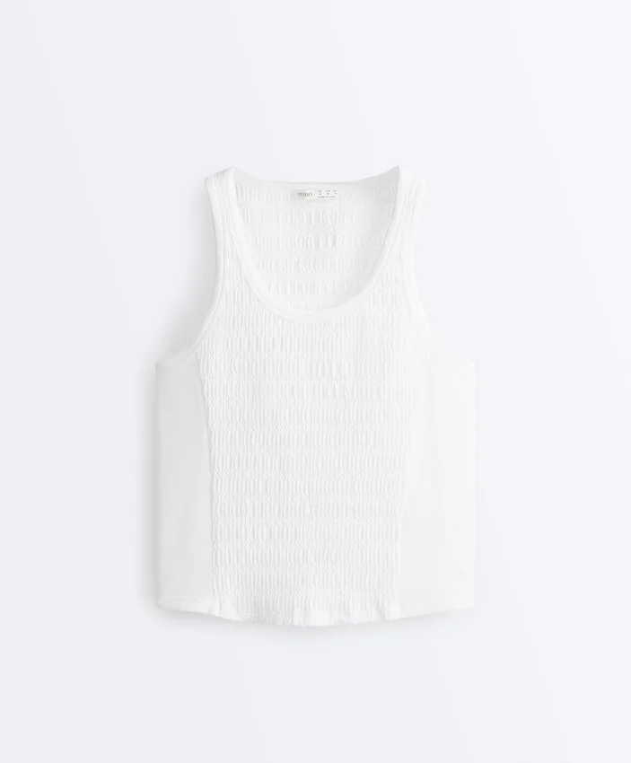 T-shirt sans manches smocké sans coutures T-shirt sans manches smocké sans coutures