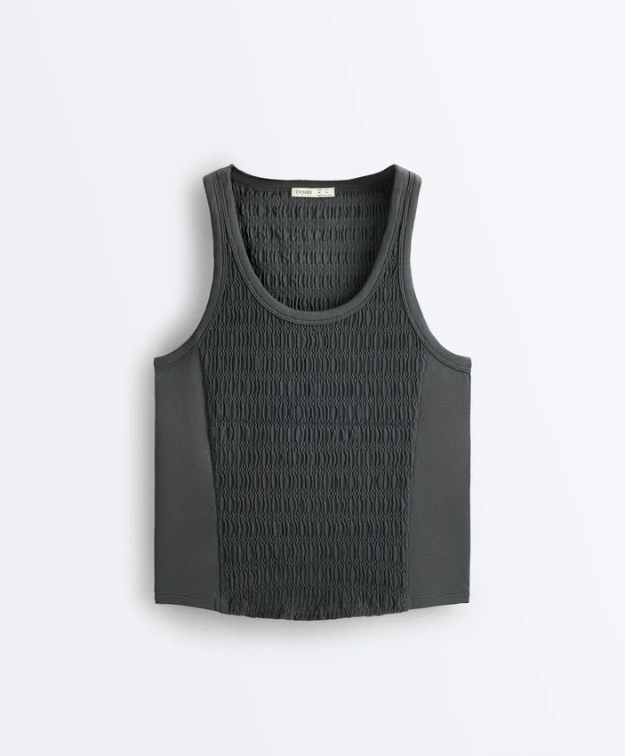 T-shirt sans manches smocké sans coutures T-shirt sans manches smocké sans coutures