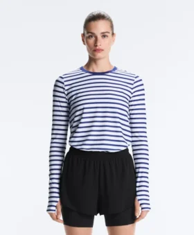 T-shirt technique à manches longues rayé