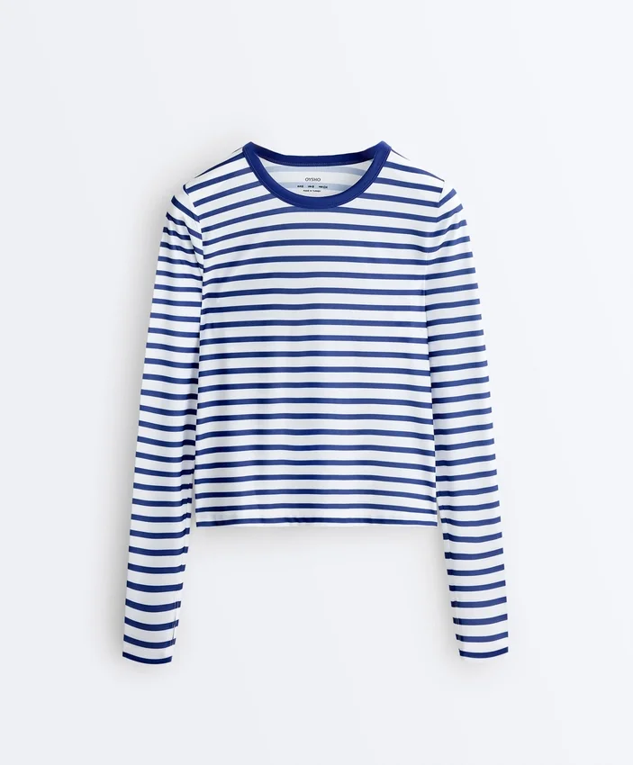T-shirt technique à manches longues rayé T-shirt technique à manches longues rayé
