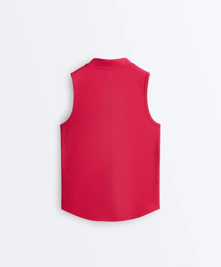 T-shirt technique sans manches avec demi-fermeture éclair T-shirt technique sans manches avec demi-fermeture éclair