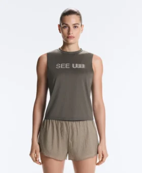T-shirt technique sans manches avec inscription