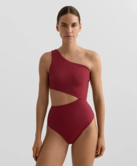 Trikinis asymétriques en jacquard à petits carreaux