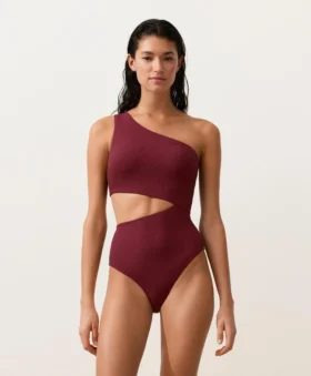 Trikinis asymétriques en jacquard à petits carreaux