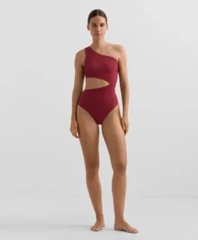 Trikinis asymétriques en jacquard à petits carreaux