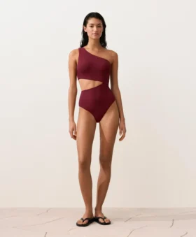 Trikinis asymétriques en jacquard à petits carreaux