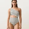 Trikinis asymétriques à rayures en crochet