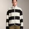 Veste aviateur en imitation peaux lainées rayée