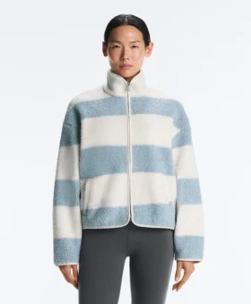 Veste aviateur en imitation peaux lainées rayée