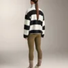 Veste aviateur en imitation peaux lainées rayée