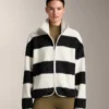 Veste aviateur en imitation peaux lainées rayée
