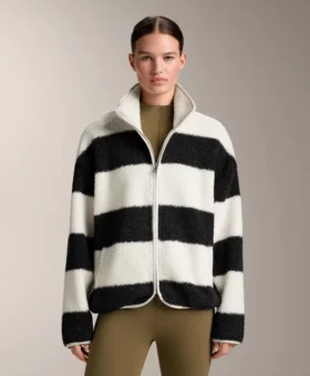 Veste aviateur en imitation peaux lainées rayée