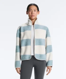 Veste aviateur en imitation peaux lainées rayée