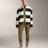 Veste aviateur en imitation peaux lainées rayée