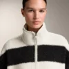 Veste aviateur en imitation peaux lainées rayée