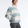 Veste aviateur en imitation peaux lainées rayée