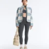 Veste aviateur en imitation peaux lainées rayée